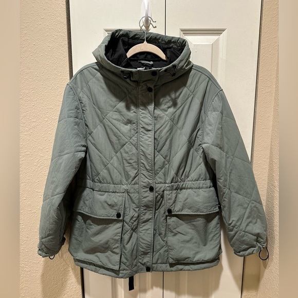 Bernardo Nordstrom Eco-Minded Women’s Hooded Full Zip Quilted Puffer Sage, S - Picture 13 of 14